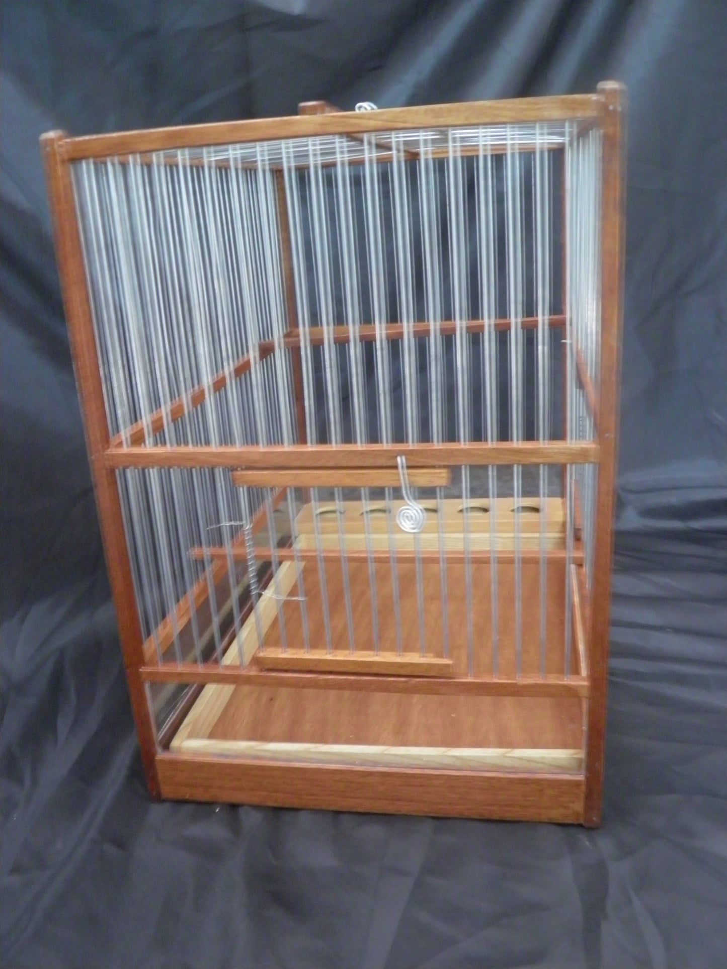 Medium Handcrafted Wooden Bird Cage with Slide-Out Tray & Plexiglass Base