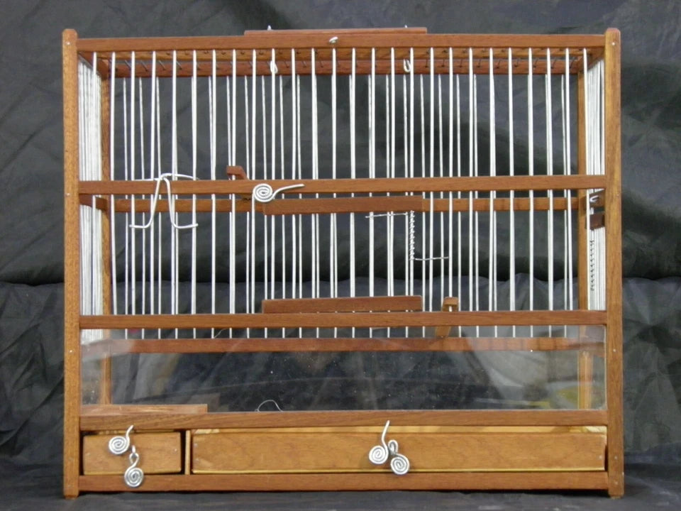 Amazing Wooden Hand Crafted Bird Cage; Slide Out Tray, Plexiglas.