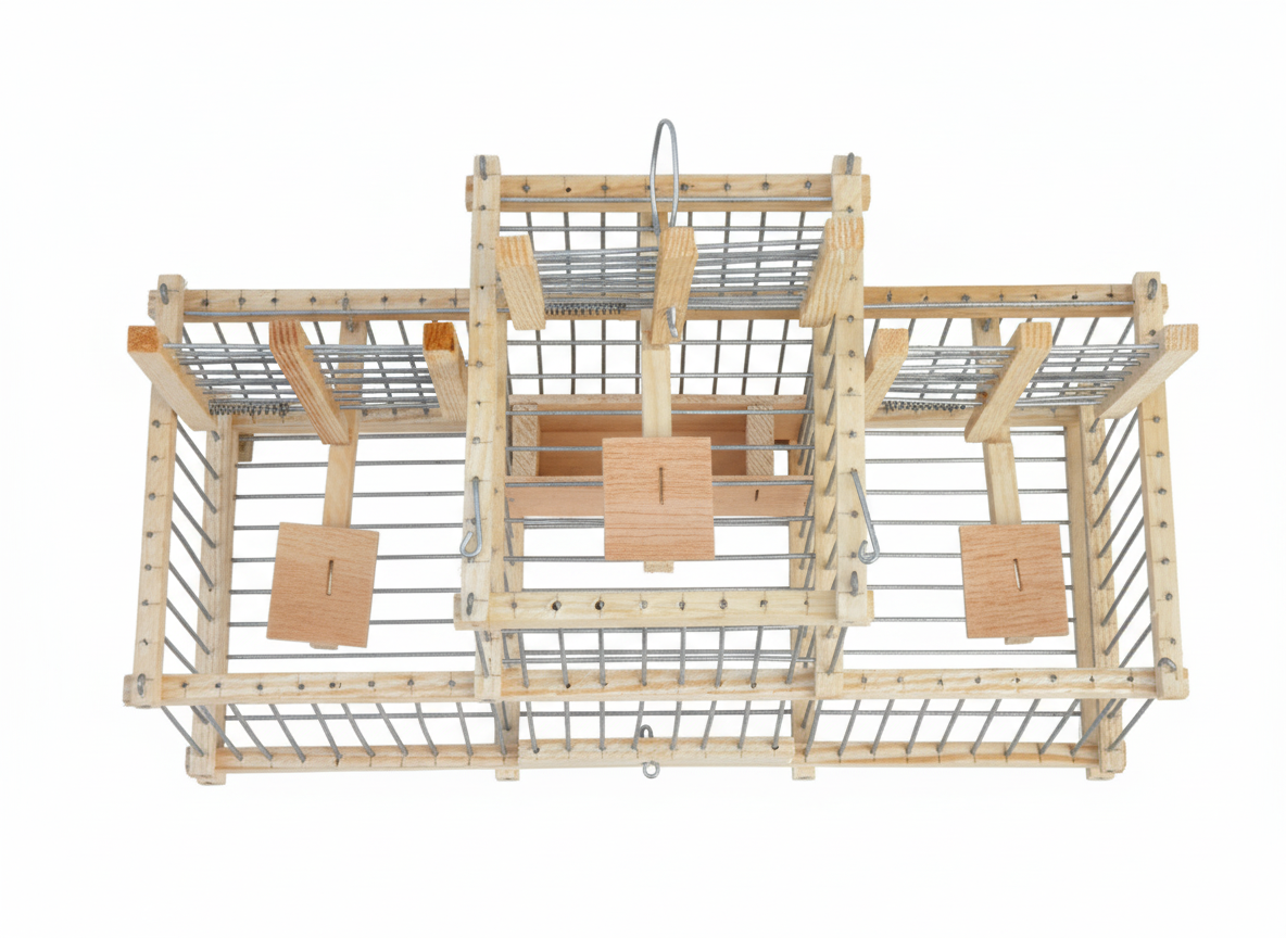 Triple Bird Trap Cage – 3 Spring-Loaded Doors for Safe, Humane Live Capture