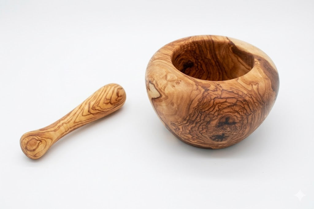 Set of  Olive Wood Mortar and Pestle