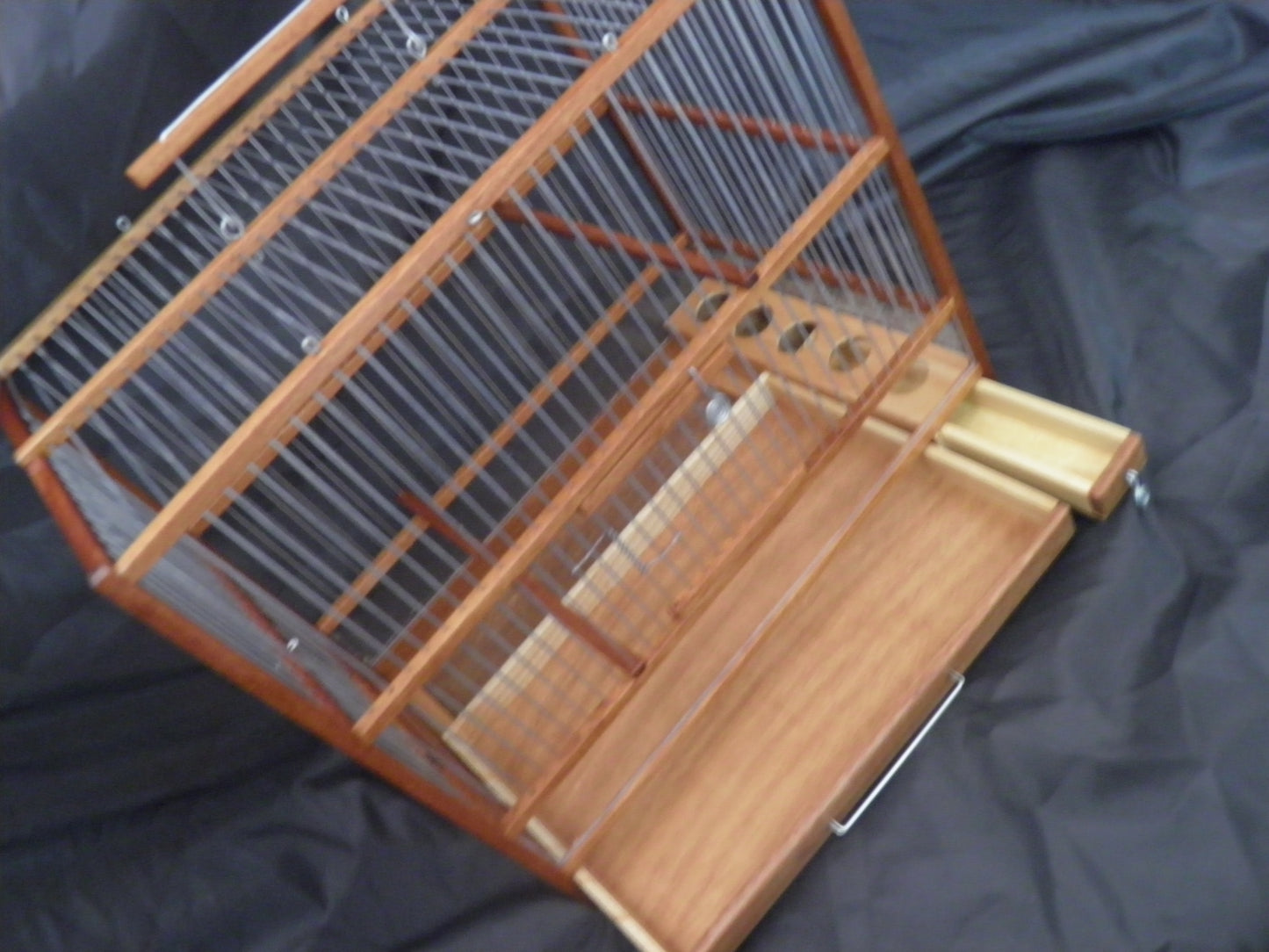 Medium Handcrafted Wooden Bird Cage with Slide-Out Tray & Plexiglass Base