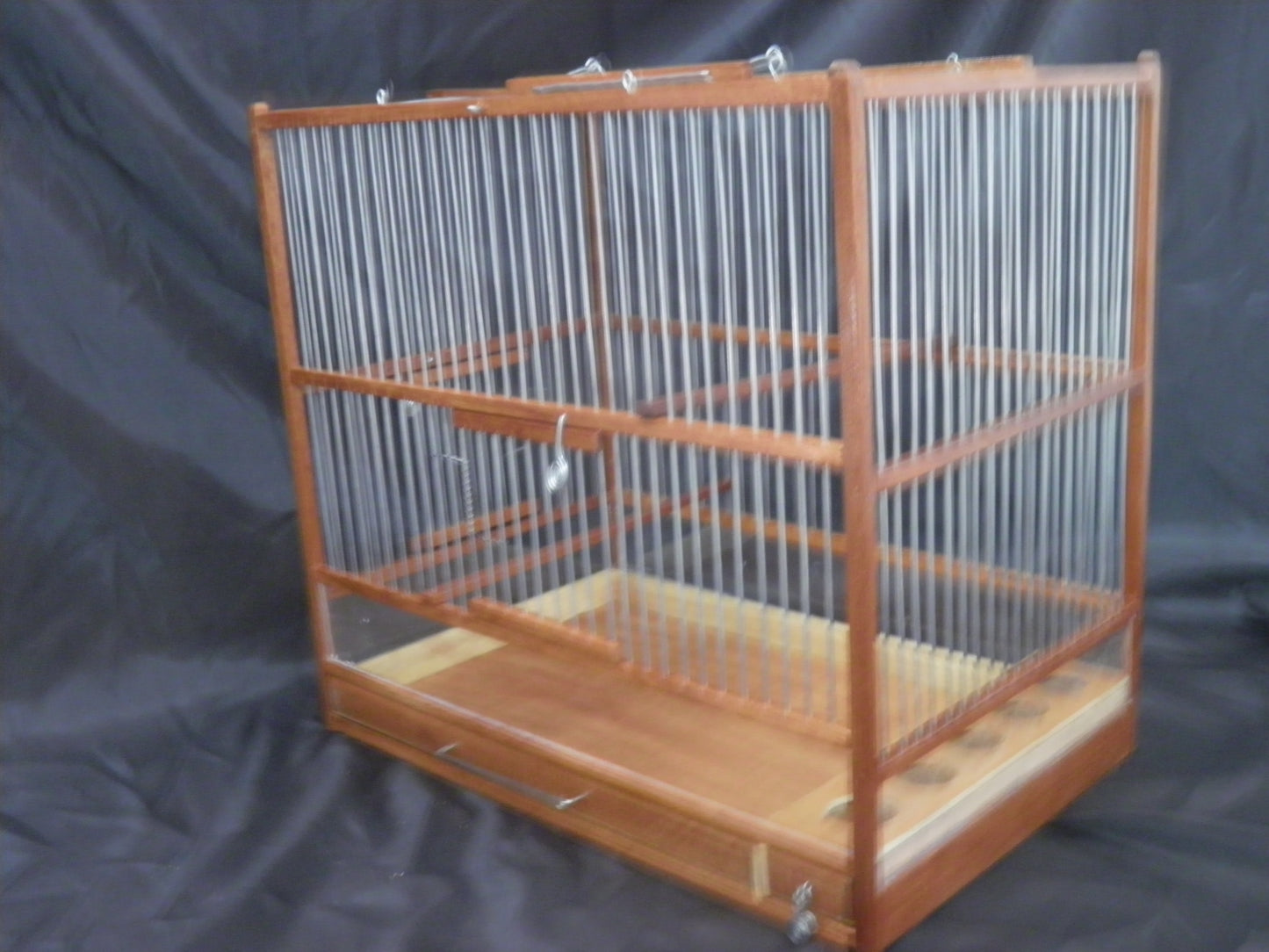 Medium Handcrafted Wooden Bird Cage with Slide-Out Tray & Plexiglass Base