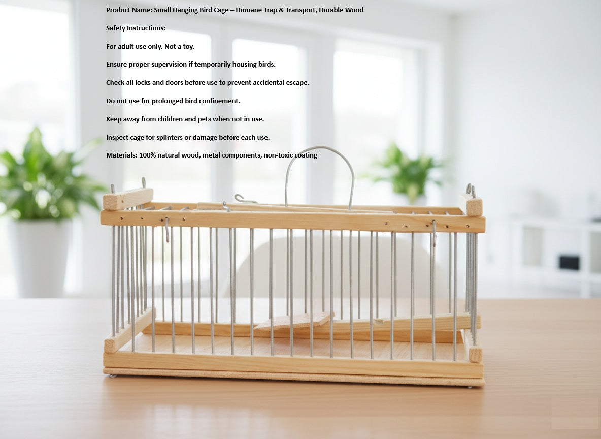 Versatile Hanging Bird Trap Cage with Swing-Trigger – Doubles as a Transport Carrier