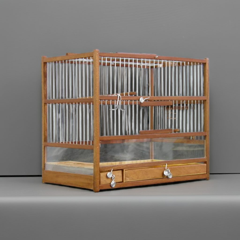 Amazing Wooden Hand Crafted Bird Cage;  Slide Out Tray, Plexiglas.