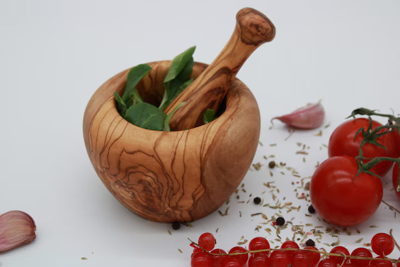 Set of  Olive Wood Mortar and Pestle